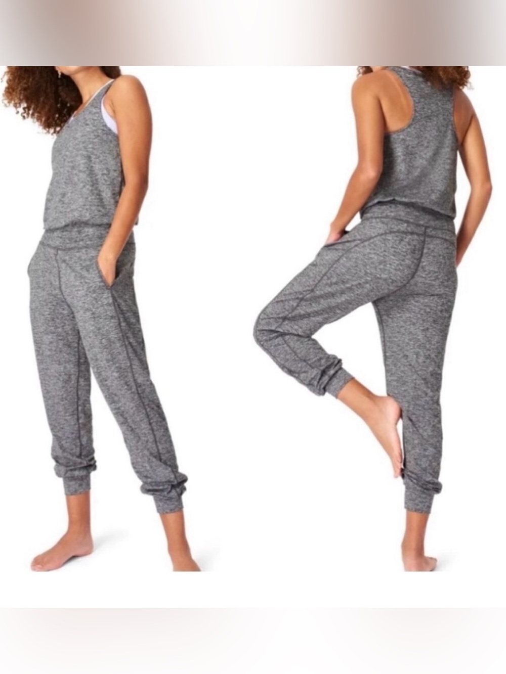 Sweaty Betty Gary Studio Jumpsuit Gray Marl XL NWT